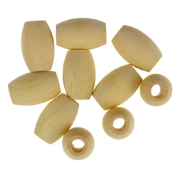 Wooden Beads - Oval - Unfinished - Small x 10