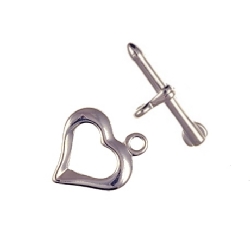 Findings - Silver-Plated Toggle Clasp - Heart (A) x 1