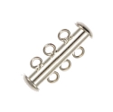92207 - Findings - Silver-Plated Slide Lock Clasp - 3 Strand (A) x 1