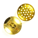 96292 - Findings - Gold-Plated Sieve Brooch - Round, 18mm x 1